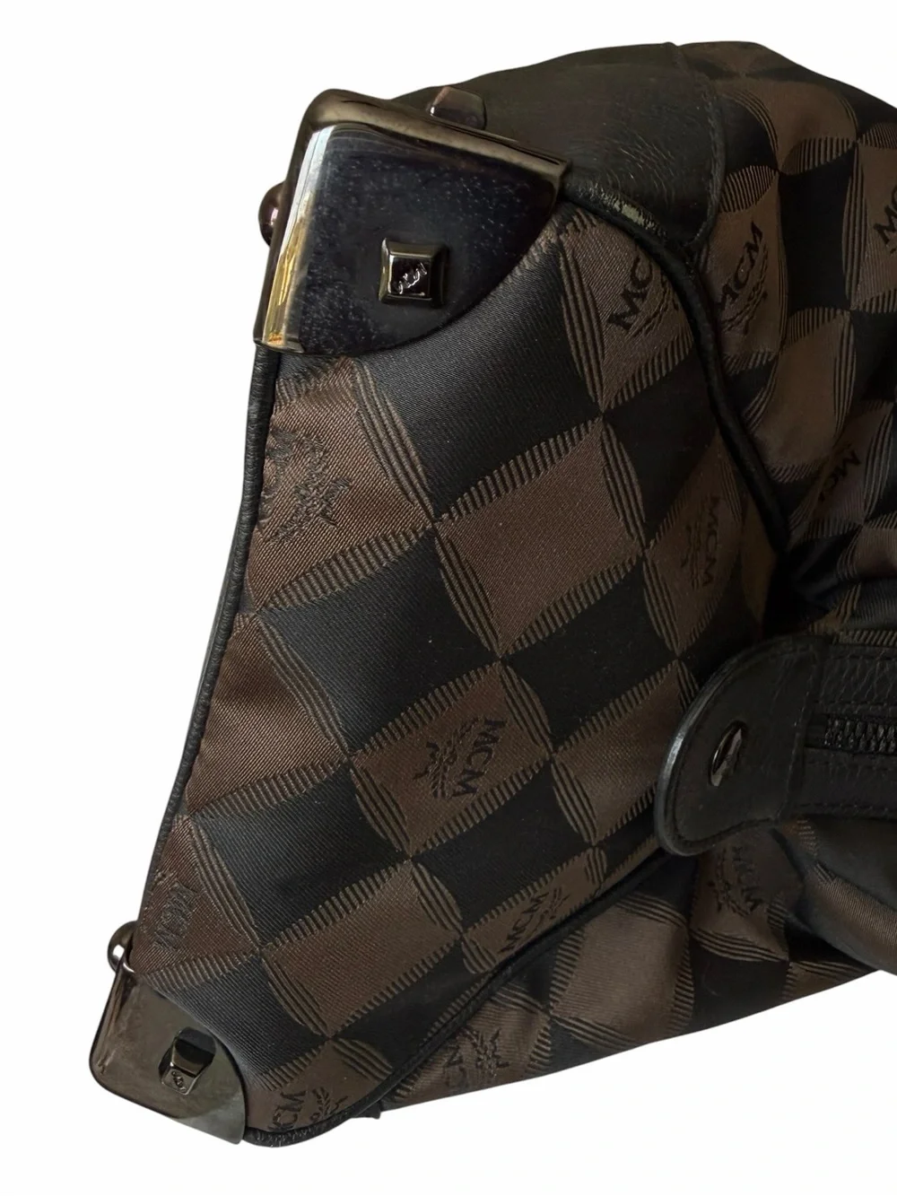 MCM XL Monogram Tote Bag Brown Black Cognac Oversized Travel Bag Luxury Designer